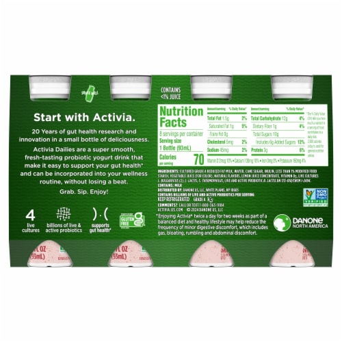 Activia Probiotic Dailies Strawberry Yogurt Drink Bottle Perspective: bottom