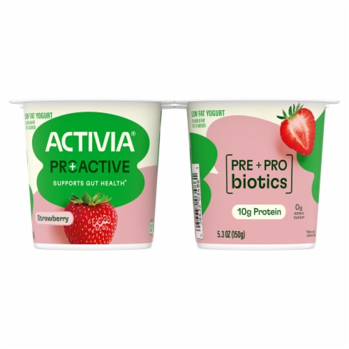 Activia Proactive Strawberry Probiotic Yogurt Cups Perspective: bottom