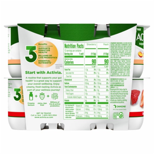 Activa® Probiotic Peach & Strawberry Variety Pack Yogurt Cups Perspective: bottom