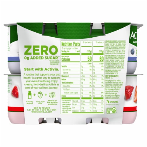 Activia Nonfat Probiotic Strawberry & Blueberry Variety Pack Yogurt Cups Perspective: bottom