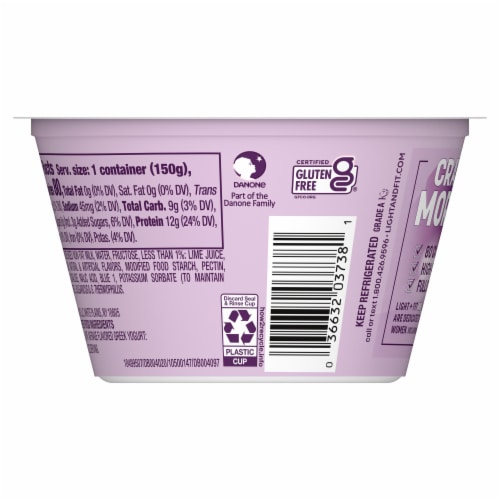 Dannon Light + Fit Key Lime Greek Fat Free Yogurt Cup Perspective: bottom