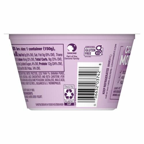 Dannon Light + Fit Banana Cream Greek Fat Free Yogurt Cup Perspective: bottom