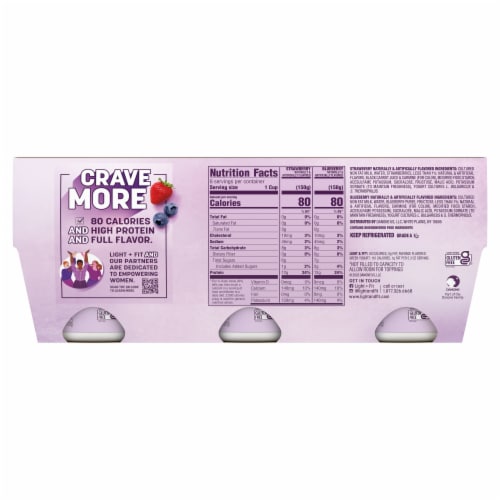 Dannon® Light & Fit® Strawberry & Blueberry Original Nonfat Greek Yogurt Multipack Perspective: bottom