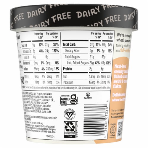 So Delicious Dairy Free Chocolate Salted Caramel Oat Milk Frozen Dessert Perspective: bottom
