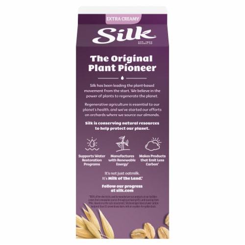 Silk Dairy Free Extra Creamy Oat Milk Half Gallon Perspective: bottom