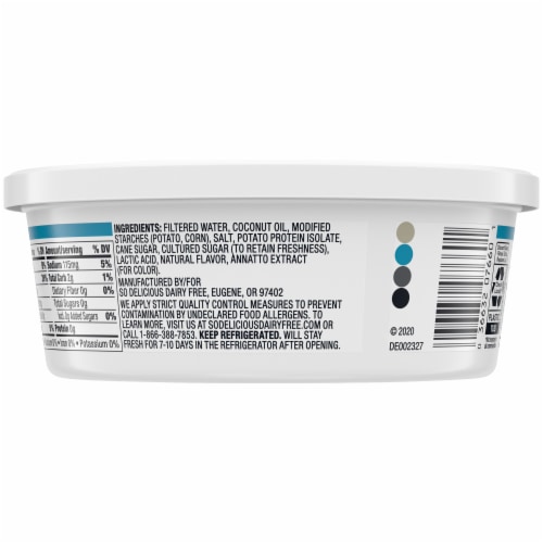 So Delicious Dairy Free Creamy Original Cream Cheese Style Spread Perspective: bottom