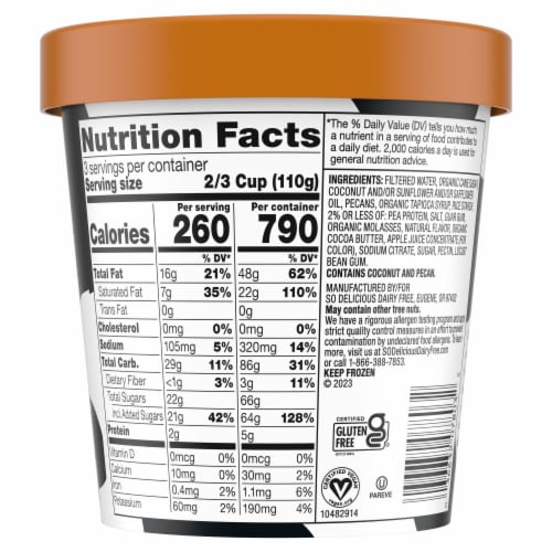 So Delicious Dairy Free Buttery Pecan Wondermilk Frozen Dessert Carton Perspective: bottom