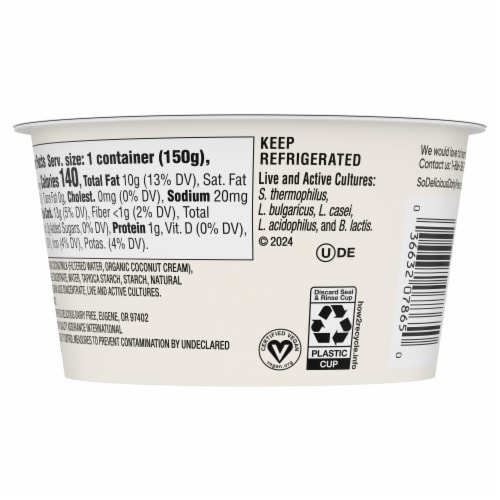 So Delicious Coconut Milk Coconut Yogurt Cup Perspective: bottom