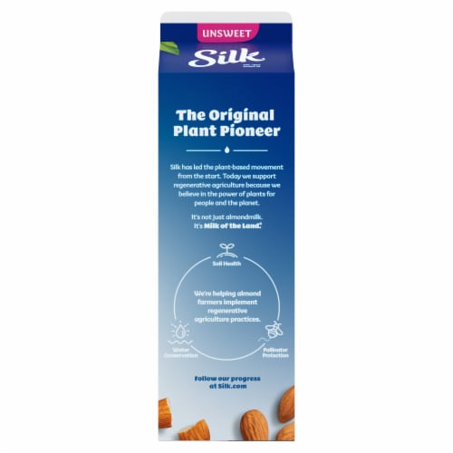 Silk Dairy Free Unsweetened Plain Almond Milk Quart Perspective: bottom