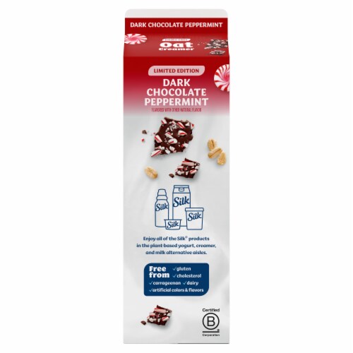 Silk Limited Edition Dark Chocolate Peppermint Oat Creamer Carton Perspective: bottom