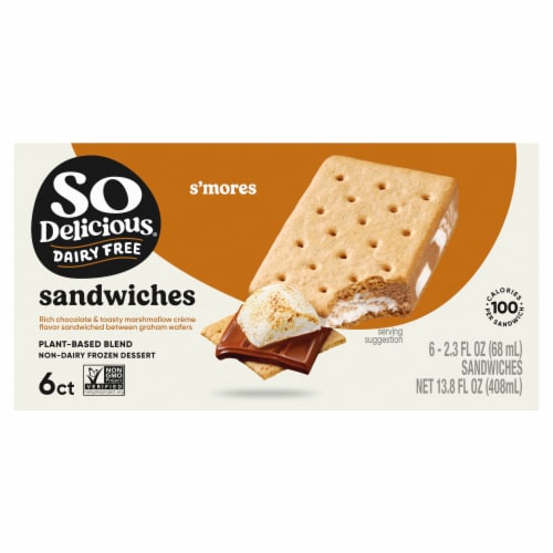 So Delicious Dairy Free S'mores Plant Based Blend Frozen Dessert Sandwiches Perspective: bottom