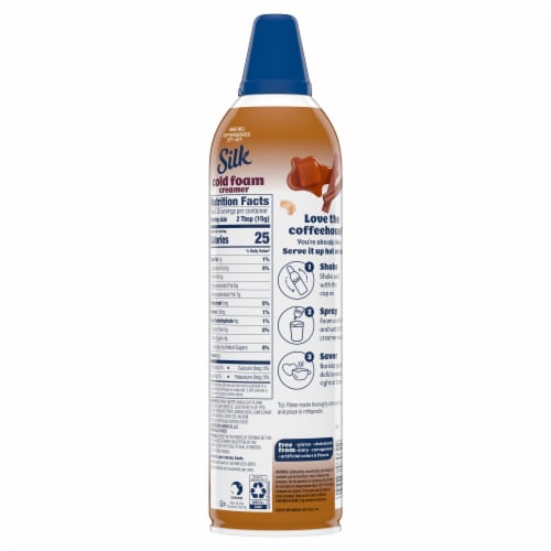 Silk Plant-Based Cold Foam Coffee Creamer, Cinnamon Caramel Oat Creamer, Bottle Perspective: bottom