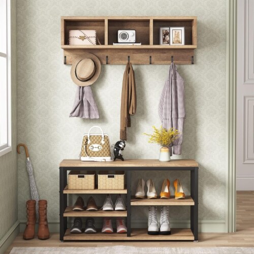 Industrial hall tree bench discount