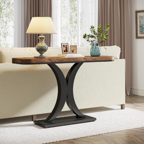 Tribesigns 40 Inch Industrial Console Table Narrow Entryway Foyer Table Brown Black 1 unit Gerbes Super Markets