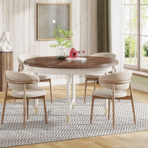 Tribesigns Round Dining Table 47 Kitchen Table with Solid Metal Frame for 4 6 Person No Size Fry s Food Stores