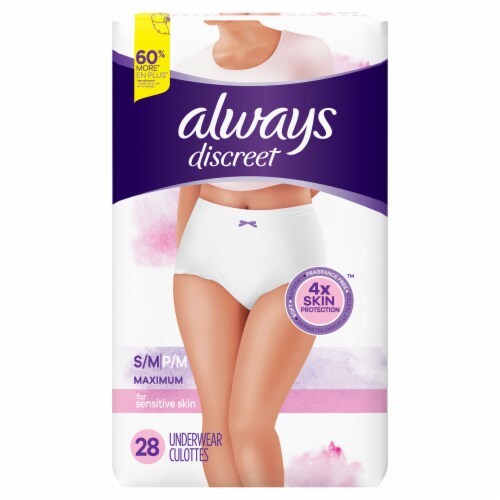 Always Discreet Underwear for Sensitive Skin, Maximum Plus Absorbency, L,  Fragrance-Free, 14 Ct