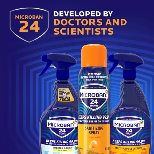 Microban 24 Hour Disinfectant Sanitizing Spray Citrus Scent Perspective: bottom