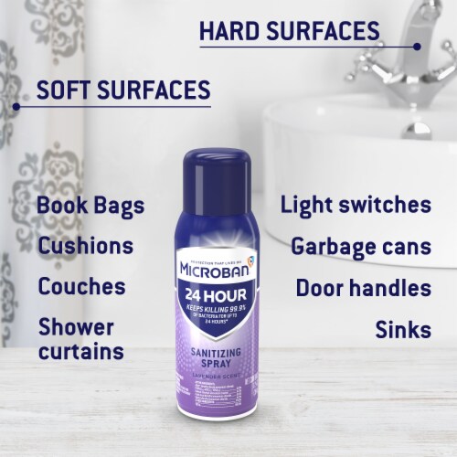 Microban 24 Hour Lavender Scent Disinfectant Sanitizing Spray Perspective: bottom