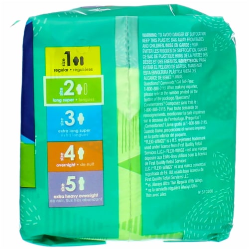 Always® Ultra Thin Size 2 Long Super Flexi-Wings™ Pads Perspective: bottom