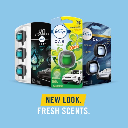 Febreze Car Ocean Scent Odor-Fighting Air Freshener Vent Clip Perspective: bottom