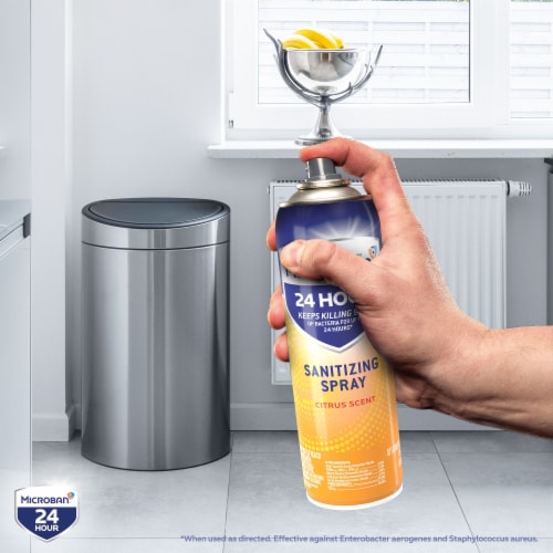 Microban Citrus Scent 24 Hour Disinfectant Sanitizing Spray Perspective: bottom