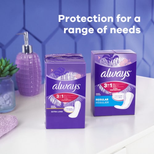 Always Xtra Protection 3-in-1 Extra Long Daily Liners Perspective: bottom