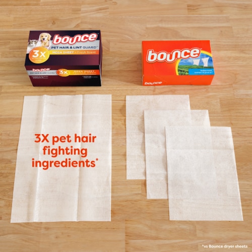 Bounce Pet Hair & Lint Guard Fresh Scent Mega Dryer Sheets Perspective: bottom