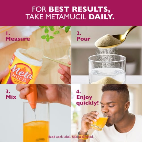 Metamucil Fiber Orange Smooth Flavored Drink Supplement Powder Perspective: bottom