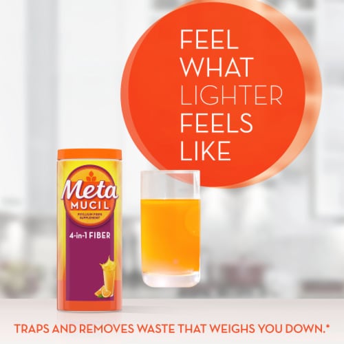 Metamucil Orange Flavor Powder Fiber Supplement Perspective: bottom
