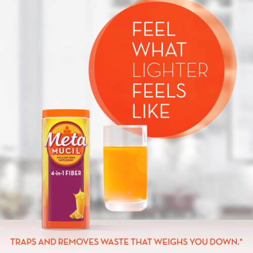 Metamucil Orange Flavor Powder Fiber Supplement Perspective: bottom