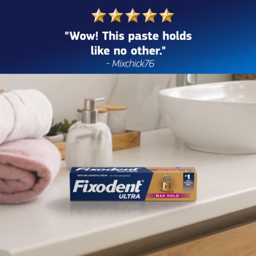 Fixodent Ultra Max Hold Secure Denture Adhesive Perspective: bottom