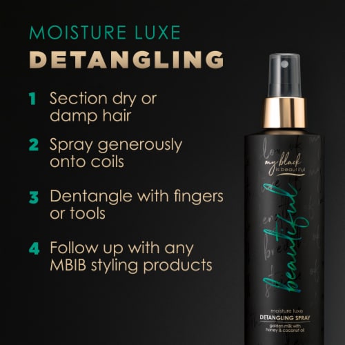 My Black is Beautiful with Coconut Oil Honey & Turmeric Moisture Luxe Detangling Spray Perspective: bottom