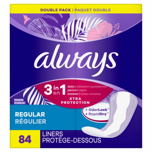 Always Xtra Protection 3-in-1 Daily Regular Liners, 84 ct - Foods Co.