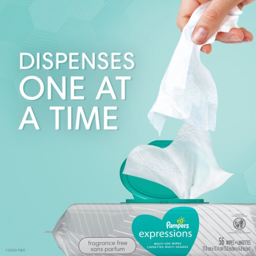 Pampers Expressions Fragrance Free Multi-Use Baby Wipes Perspective: bottom