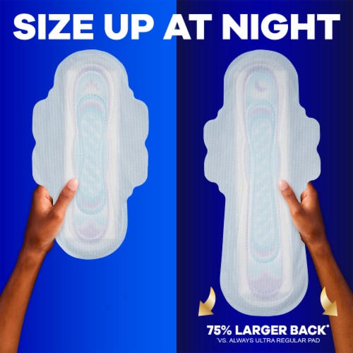 Always® Ultra Thin Pads Size 5 Extra Heavy Overnight Absorbency Unscented with Wings Perspective: bottom