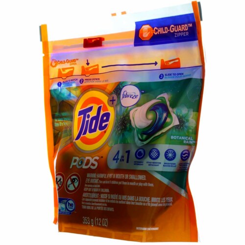 Tide Pods + Febreze 4-in-1 Botanical Rain Laundry Detergent Pacs Perspective: bottom