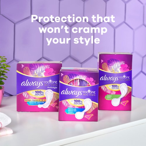 Always Radiant Daily Liners Regular Absorbency Unscented Perspective: bottom