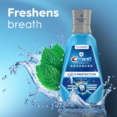 Crest Fresh Mint Pro Health Advanced Alcohol Free Anticavity Fluoride Mouthwash Perspective: bottom
