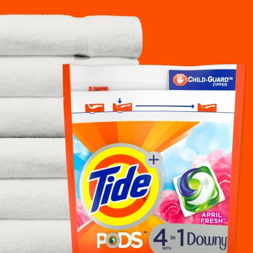 Tide PODS with Downy April Fresh Liquid Laundry Detergent Pacs Perspective: bottom
