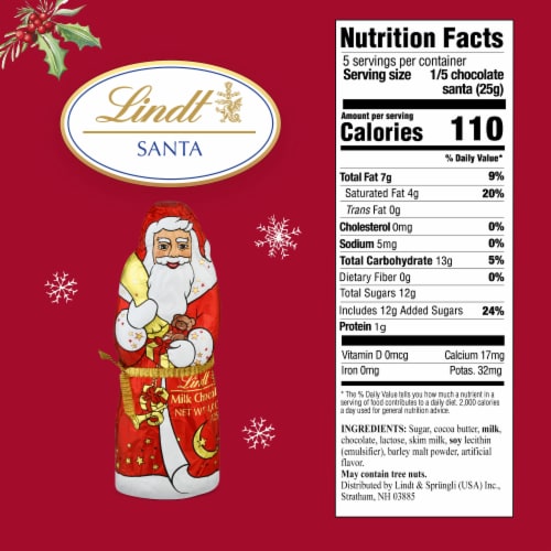 Lindt Holiday Santa Milk Chocolate Candy, 1 ct / 4.4 oz Dillons Food