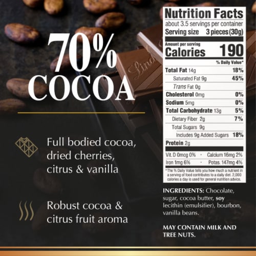 Lindt EXCELLENCE 70% Cocoa Dark Chocolate Candy Bar Perspective: bottom