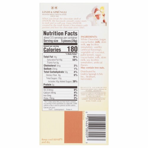 Lindt LINDOR White Chocolate Truffle Candy Bar Perspective: bottom