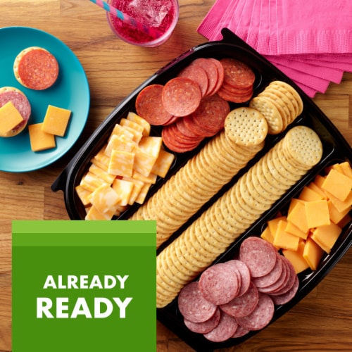 Hormel Gatherings® Hard Salami and Pepperoni with Cheese and Crackers Deli Party Tray Perspective: bottom