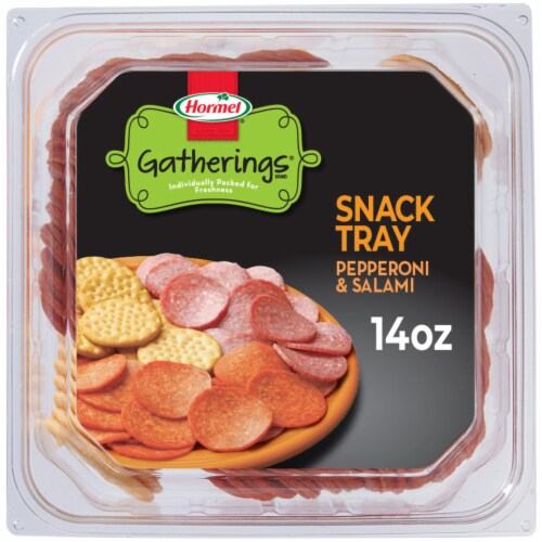 Hormel Gatherings® Pepperoni and Salami with Crackers Deli Snack Tray Perspective: bottom