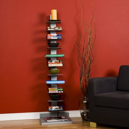 Spine discount tower bookshelf