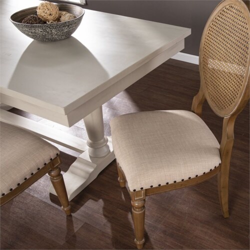 SEI Furniture Kippview 19.5 H Upholstered Dining Chair Natural/Cream (Set of 2) Perspective: bottom