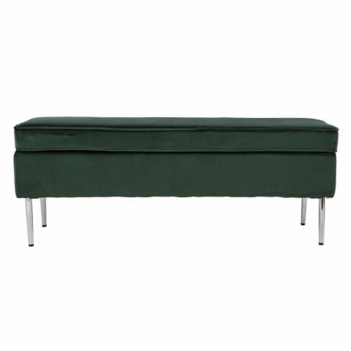 Emerald green shop storage bench