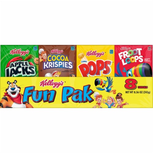 Kellogg's Fun Pak Variety Pack Breakfast Cereal, 8.56 oz Tray, 8