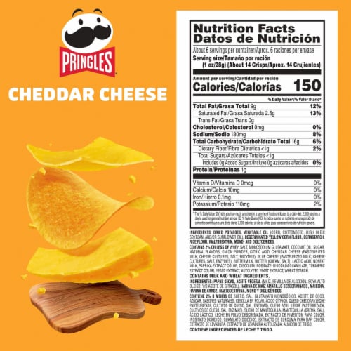 Pringles® Cheddar Cheese Potato Crisps Chips Perspective: bottom