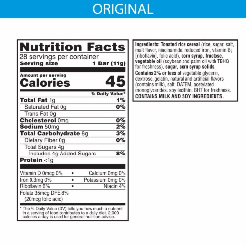 Rice Krispies Treats Original Mini Marshmallow Snack Bars Perspective: bottom